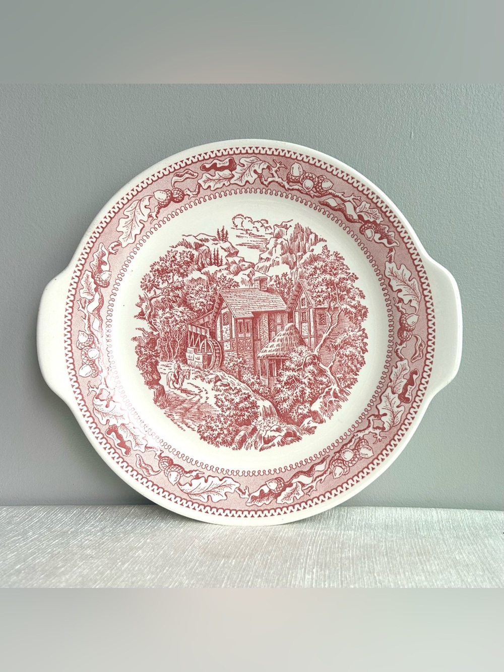 VINTAGE memory lane ironstone cake plate/serving platter by royal china.